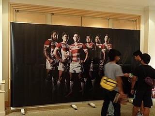 会場に貼られた日本代表選手等身大ポスター